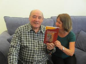 Marion Williams presenting copies of the book to Desmond Morris; we are honoured that he offered to let us use his image on the cover. The picture is entitled 'The Imaginer', which is the theme of one of the chapters. 